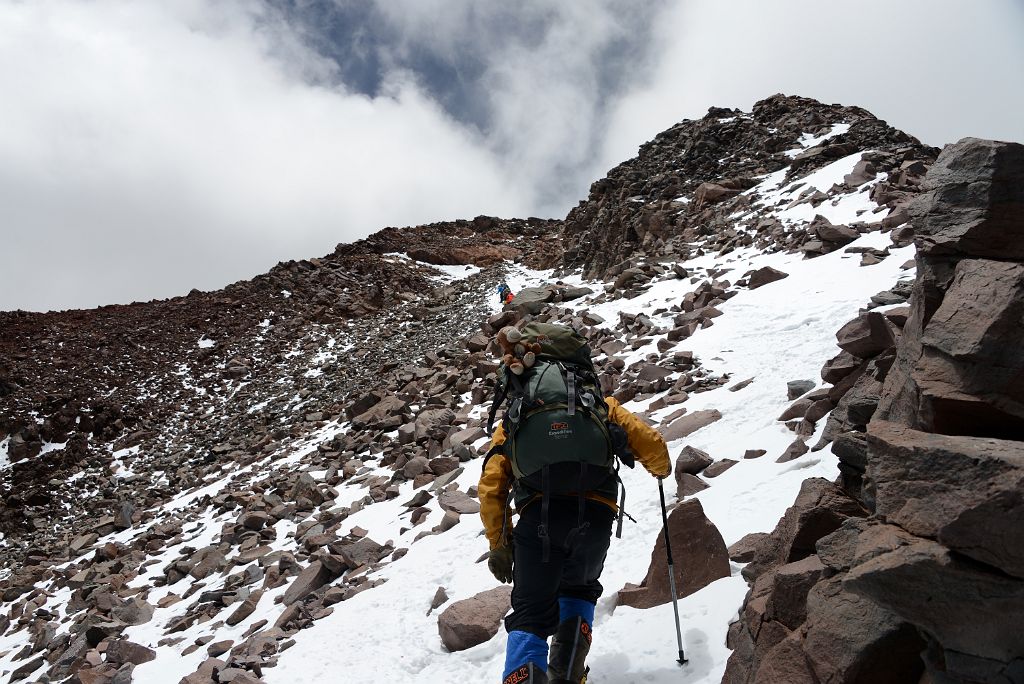 40 Inka Guide Agustin Aramayo Climbing From The Top Of La Canaleta 6914m Towards The Aconcagua Summit